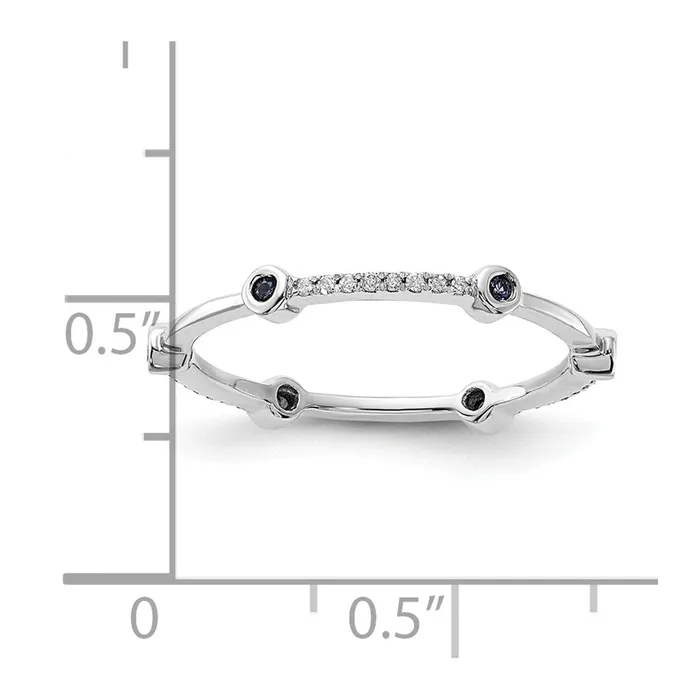Goldia Rings Sterling Silver Stack Expressions Polished Created Sapphire u0026 Diamond Ring