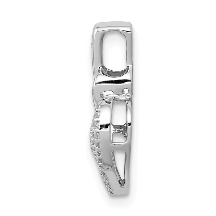 Goldia Solid 14k White Gold 15ct Simulated CZ Fancy Double Heart Chain Slide Necklaces