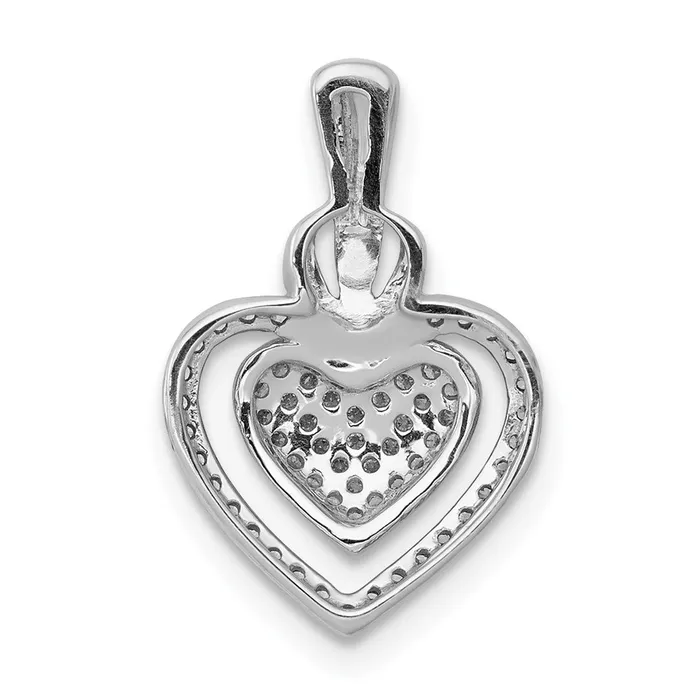 Goldia Solid 14k White Gold 15ct Simulated CZ Fancy Double Heart Chain Slide Necklaces