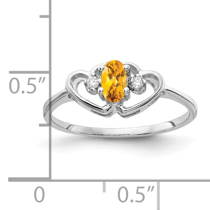 Goldia Solid 14k White Gold 5x3mm Oval Simulated Citrine AA CZ Ring Rings