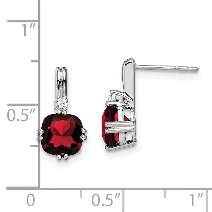 Goldia Solid 14k White Gold Cushion Simulated Garnet and CZ Earrings Earrings Goldia Solid 14k White Gold Cushion Simulated Garnet and CZ Earrings Earrings