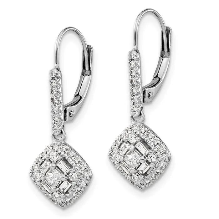 Goldia Solid 14k White Gold Simulated CZ LeverbacK Earrings Earrings
