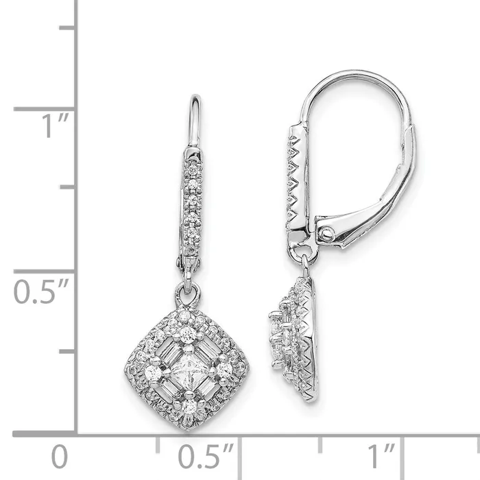 Goldia Solid 14k White Gold Simulated CZ LeverbacK Earrings Earrings