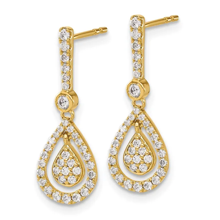 Goldia Solid 14k Yellow Gold Simulated CZ Fancy Teardrop Dangle Post Earrings Earrings Goldia Solid 14k Yellow Gold Simulated CZ Fancy Teardrop Dangle Post Earrings Earrings