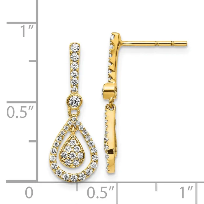 Goldia Solid 14k Yellow Gold Simulated CZ Fancy Teardrop Dangle Post Earrings Earrings Goldia Solid 14k Yellow Gold Simulated CZ Fancy Teardrop Dangle Post Earrings Earrings