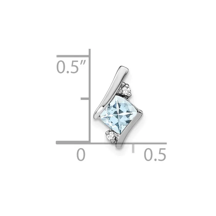 Goldia Sterling Silver Antique Cushion Aquamarine and Real Diamond Pendant Necklaces