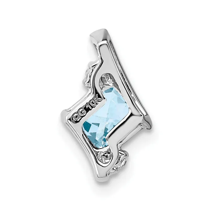 Goldia Sterling Silver Antique Cushion Aquamarine and Real Diamond Pendant Necklaces