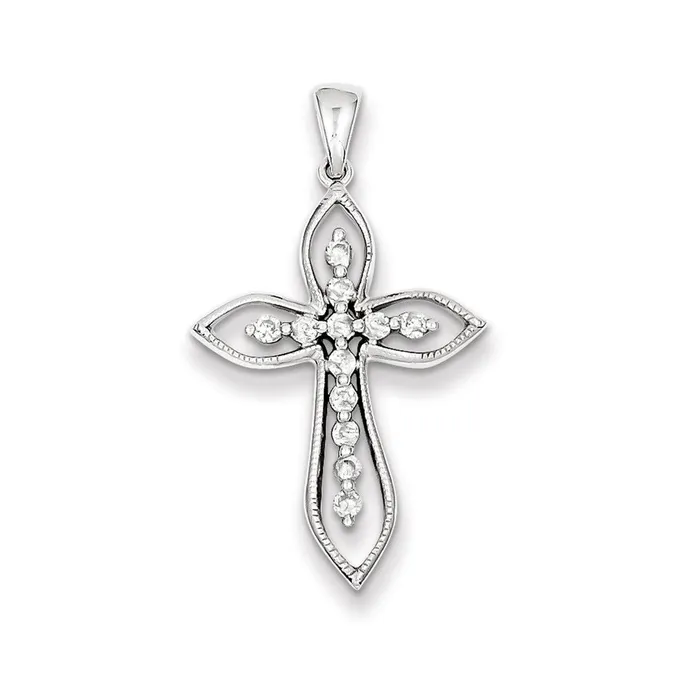 Goldia Sterling Silver Diamond Cross Pendant Necklaces