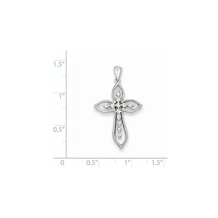 Goldia Sterling Silver Diamond Cross Pendant Necklaces