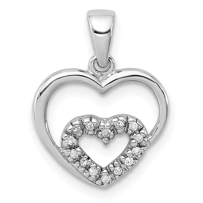 Goldia Sterling Silver Diamond Rhodium Heart Pendant Necklaces