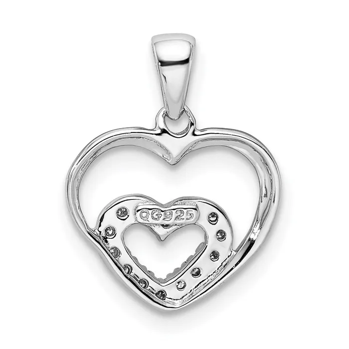 Goldia Sterling Silver Diamond Rhodium Heart Pendant Necklaces