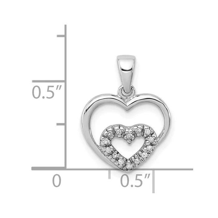Goldia Sterling Silver Diamond Rhodium Heart Pendant Necklaces