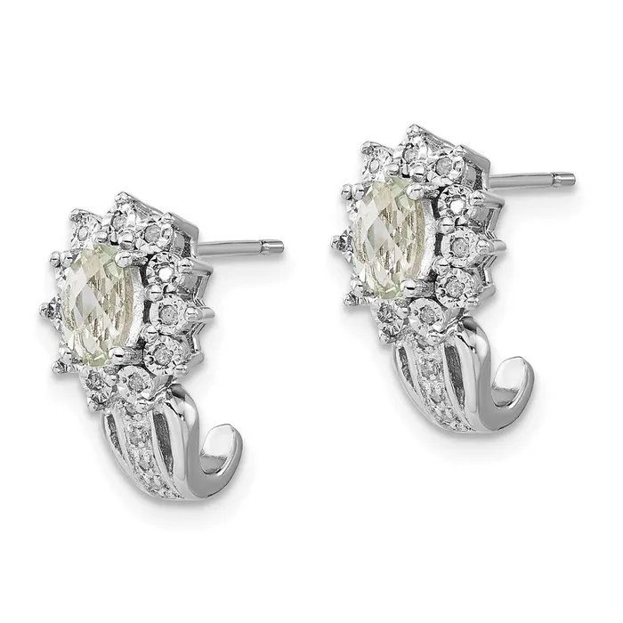 Goldia Sterling Silver Diamond u0026 Oval Green Quartz Earrings Earrings
