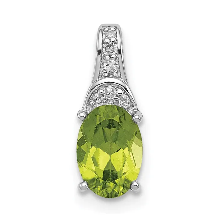 Goldia Sterling Silver Rhodiumplated Diamond and Peridot Oval Pendant Necklaces Goldia Sterling Silver Rhodiumplated Diamond and Peridot Oval Pendant Necklaces