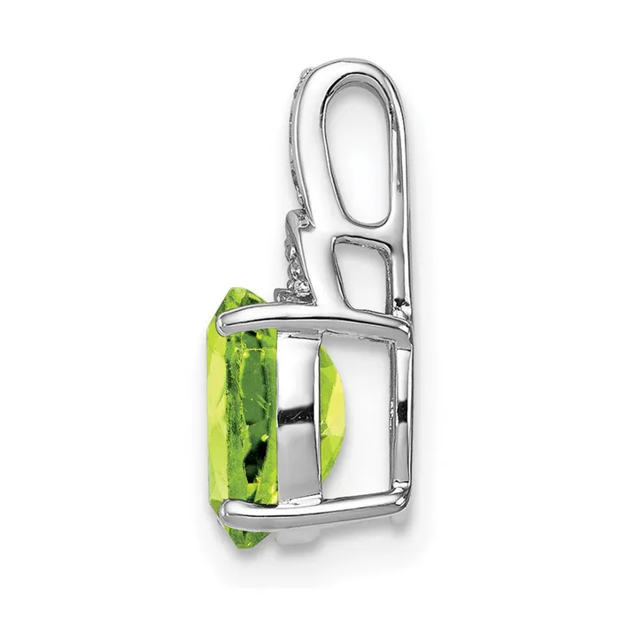 Goldia Sterling Silver Rhodiumplated Diamond and Peridot Oval Pendant Necklaces