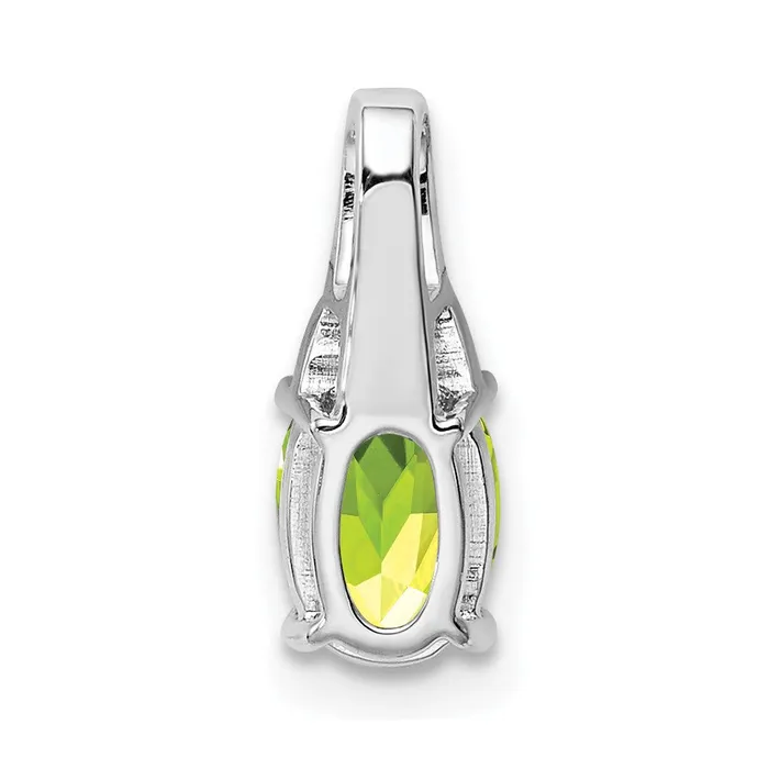 Goldia Sterling Silver Rhodiumplated Diamond and Peridot Oval Pendant Necklaces