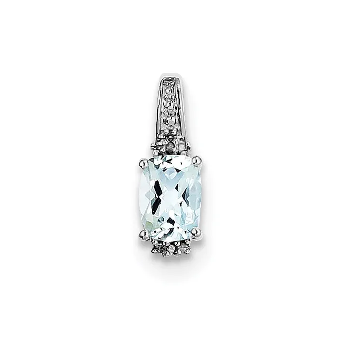 Goldia Sterling Silver Rhodium Plated Diamond u0026 Aquamarine Pendant Necklaces Goldia Sterling Silver Rhodium Plated Diamond u0026 Aquamarine Pendant Necklaces