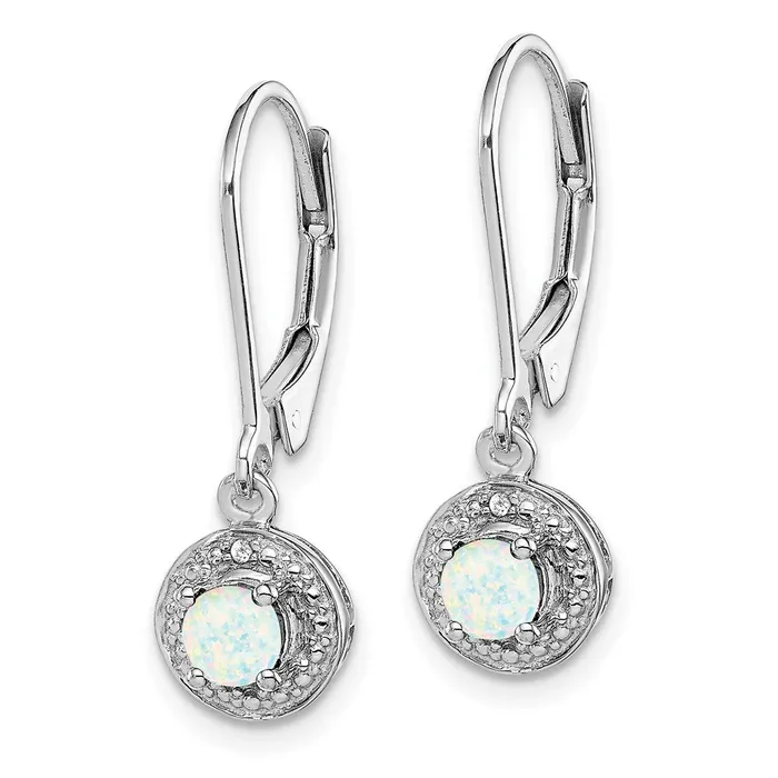 Goldia Sterling Silver Rhodiumplated Diamond u0026 Created Opal Earrings Earrings