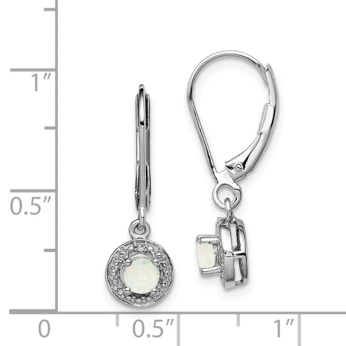 Goldia Sterling Silver Rhodiumplated Diamond u0026 Created Opal Earrings Earrings