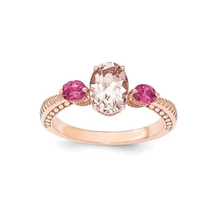 Goldia Sterling Silver Rose Goldplated Morganite u0026 Tourmaline Ring Rings Goldia Sterling Silver Rose Goldplated Morganite u0026 Tourmaline Ring Rings