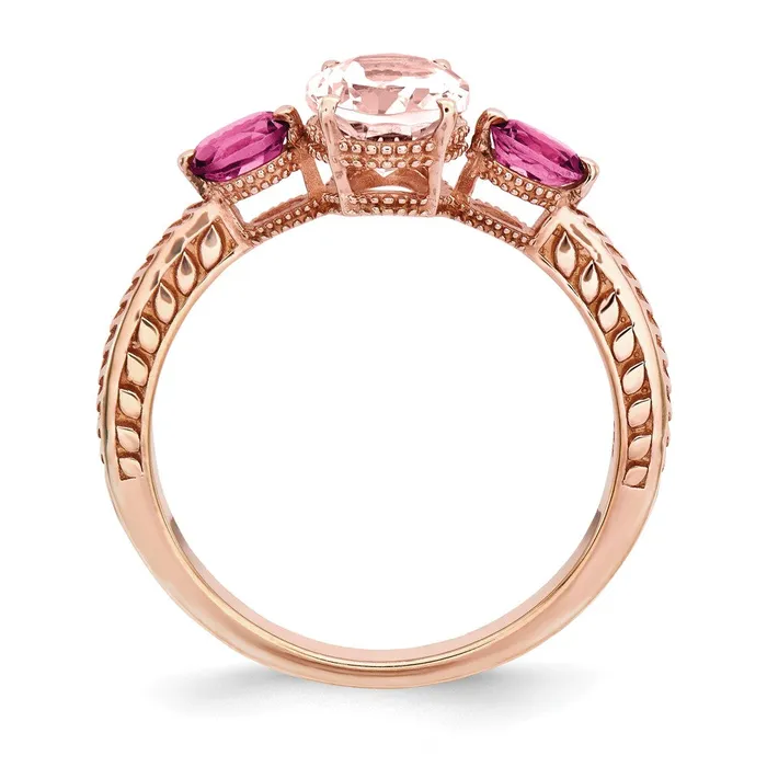 Goldia Sterling Silver Rose Goldplated Morganite u0026 Tourmaline Ring Rings