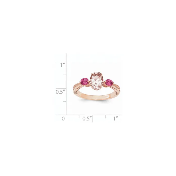 Goldia Sterling Silver Rose Goldplated Morganite u0026 Tourmaline Ring Rings