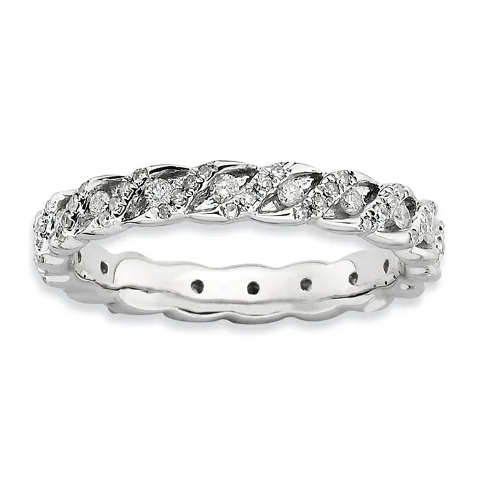 Goldia Sterling Silver Stackable Expressions Polished Diamond Ring Rings
