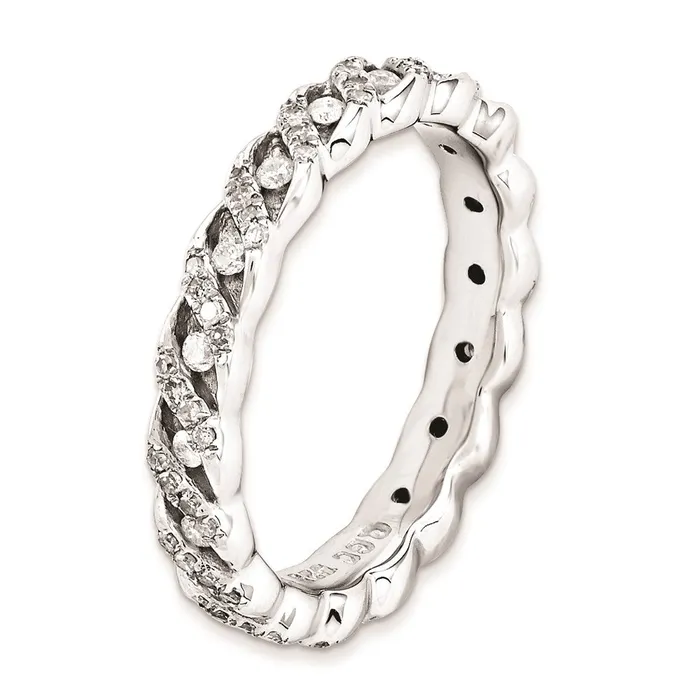Goldia Sterling Silver Stackable Expressions Polished Diamond Ring Rings