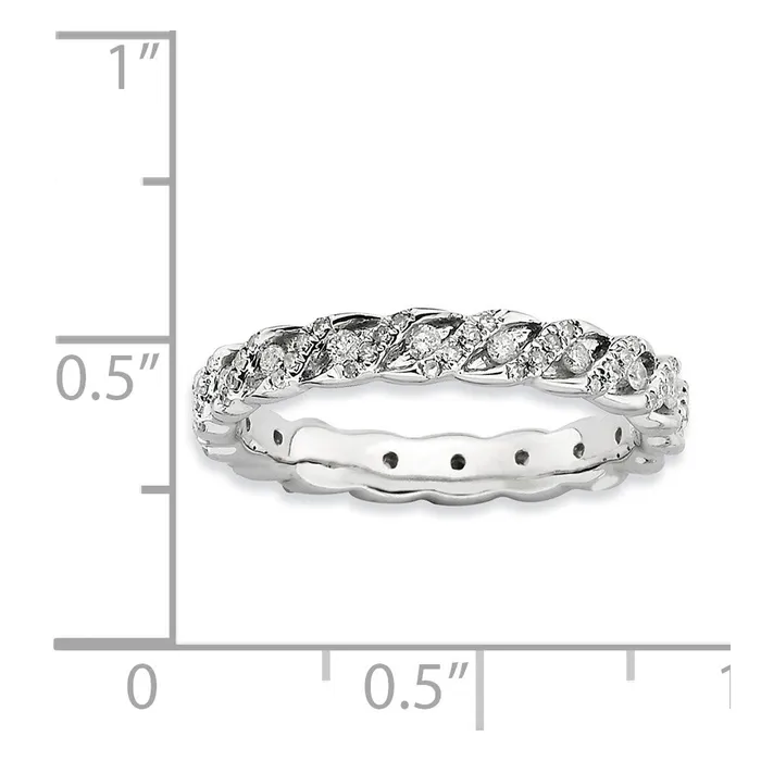Goldia Sterling Silver Stackable Expressions Polished Diamond Ring Rings