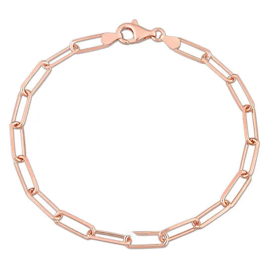 JMS always Bracelets Original AMOUR 5mm Diamond Cut Paperclip Chain Bracelet In Rose Plated Sterling Silver 9 In JMS always Bracelets Original AMOUR 5mm Diamond Cut Paperclip Chain Bracelet In Rose Plated Sterling Silver 9 In