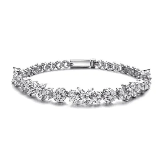 JMS always Bracelets Original Megan Walford Sterling Silver Round and Marquise Cubic Zirconia Cluster Flower Tennis Bracelet JMS always Bracelets Original Megan Walford Sterling Silver Round and Marquise Cubic Zirconia Cluster Flower Tennis Bracelet