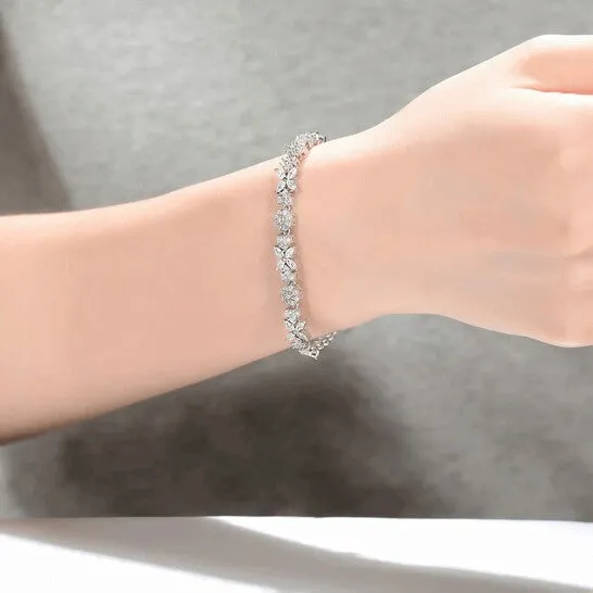 JMS always Bracelets Original Megan Walford Sterling Silver Round and Marquise Cubic Zirconia Cluster Flower Tennis Bracelet JMS always Bracelets Original Megan Walford Sterling Silver Round and Marquise Cubic Zirconia Cluster Flower Tennis Bracelet