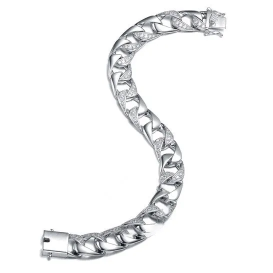 JMS always Bracelets Original Megan Walford White GoldPlated with Iced Out Diamond Cubic ZIrconia Miami Cuban Chain Bracelet in Sterling Silver JMS always Bracelets Original Megan Walford White GoldPlated with Iced Out Diamond Cubic ZIrconia Miami Cuban Chain Bracelet in Sterling Silver
