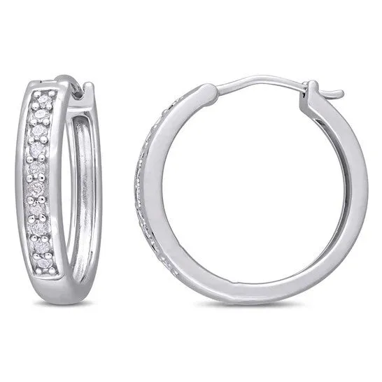 JMS always Earrings Original AMOUR 13 CT TW Diamond Hoop Earrings In Sterling Silver JMS always Earrings Original AMOUR 13 CT TW Diamond Hoop Earrings In Sterling Silver