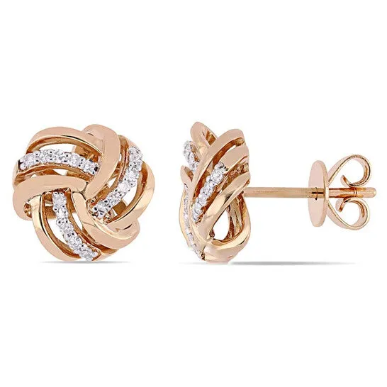 JMS always Earrings Original AMOUR 16 CT TW Diamond Knot Stud Earrings In 14K Rose Gold JMS always Earrings Original AMOUR 16 CT TW Diamond Knot Stud Earrings In 14K Rose Gold