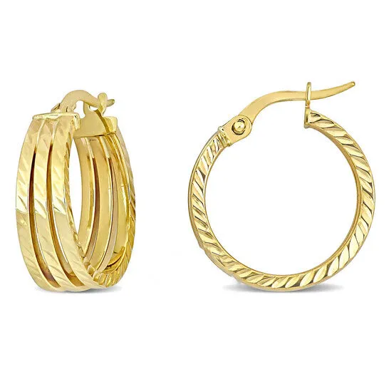 JMS always Earrings Original AMOUR 19mm Triple Row Textured Hoop Earrings In 14K Yellow Gold JMS always Earrings Original AMOUR 19mm Triple Row Textured Hoop Earrings In 14K Yellow Gold
