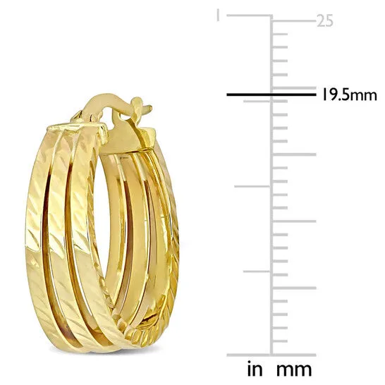 JMS always Earrings Original AMOUR 19mm Triple Row Textured Hoop Earrings In 14K Yellow Gold JMS always Earrings Original AMOUR 19mm Triple Row Textured Hoop Earrings In 14K Yellow Gold