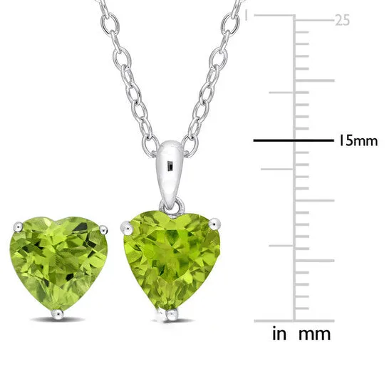 JMS always Earrings Original Amour 5 CT TGW HeartShape Peridot 2Piece Solitaire Pendant with Chain and Stud Earrings Set in Sterling Silver JMS always Earrings Original Amour 5 CT TGW HeartShape Peridot 2Piece Solitaire Pendant with Chain and Stud Earrings Set in Sterling Silver
