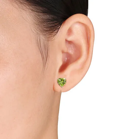 JMS always Earrings Original Amour 5 CT TGW HeartShape Peridot 2Piece Solitaire Pendant with Chain and Stud Earrings Set in Sterling Silver JMS always Earrings Original Amour 5 CT TGW HeartShape Peridot 2Piece Solitaire Pendant with Chain and Stud Earrings Set in Sterling Silver
