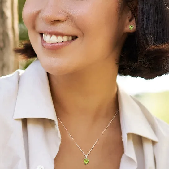 JMS always Earrings Original Amour 5 CT TGW HeartShape Peridot 2Piece Solitaire Pendant with Chain and Stud Earrings Set in Sterling Silver JMS always Earrings Original Amour 5 CT TGW HeartShape Peridot 2Piece Solitaire Pendant with Chain and Stud Earrings Set in Sterling Silver