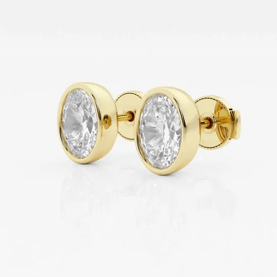 JMS always Earrings Original Brilliant Diamond 14KT Yellow Gold 2 cttw OvalCut Lab Grown Diamond Bezel Set Solitaire Stud Earrings for Women FGVSSI JMS always Earrings Original Brilliant Diamond 14KT Yellow Gold 2 cttw OvalCut Lab Grown Diamond Bezel Set Solitaire Stud Earrings for Women FGVSSI