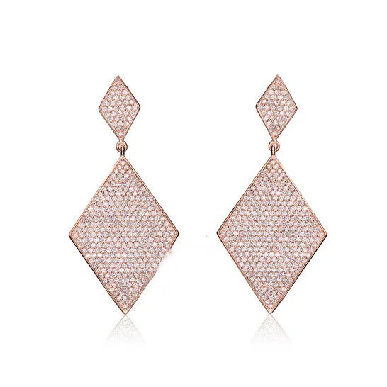 JMS always Earrings Original Megan Walford 925 Sterling Silver Rose Gold Plated Cubic Zirconia Pave Drop Earrings JMS always Earrings Original Megan Walford 925 Sterling Silver Rose Gold Plated Cubic Zirconia Pave Drop Earrings