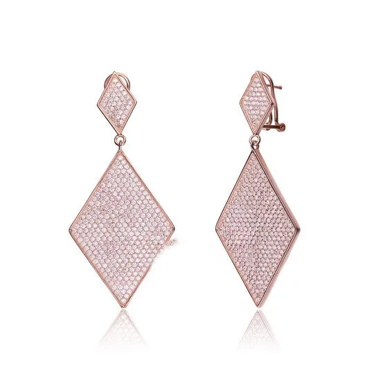 JMS always Earrings Original Megan Walford 925 Sterling Silver Rose Gold Plated Cubic Zirconia Pave Drop Earrings JMS always Earrings Original Megan Walford 925 Sterling Silver Rose Gold Plated Cubic Zirconia Pave Drop Earrings