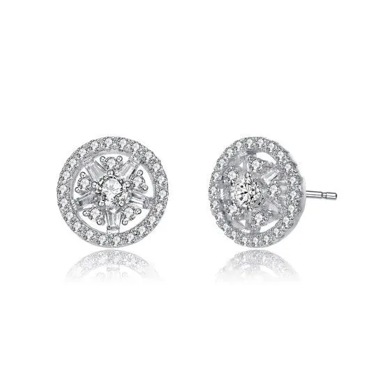 JMS always Earrings Original Megan Walford Sterling Silver Round and Baguette Cubic Zirconia Stud Earrings JMS always Earrings Original Megan Walford Sterling Silver Round and Baguette Cubic Zirconia Stud Earrings