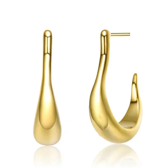 JMS always Earrings Original Rachel Glauber 14k Gold Plated Assymetrical Open Hoop Earrings JMS always Earrings Original Rachel Glauber 14k Gold Plated Assymetrical Open Hoop Earrings