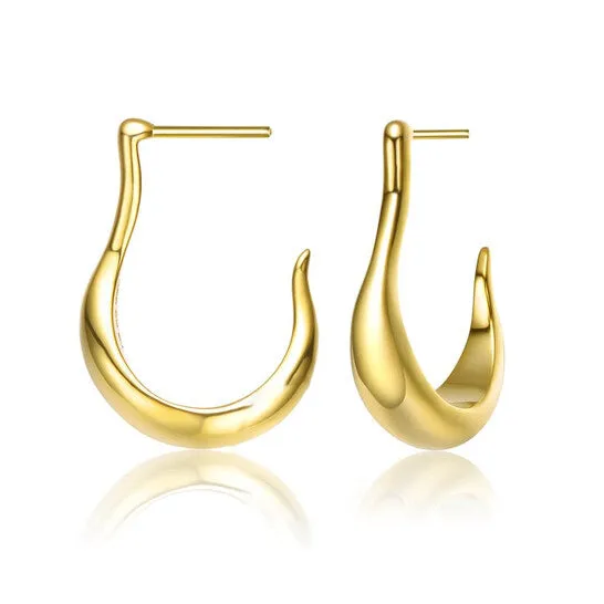 JMS always Earrings Original Rachel Glauber 14k Gold Plated Assymetrical Open Hoop Earrings JMS always Earrings Original Rachel Glauber 14k Gold Plated Assymetrical Open Hoop Earrings