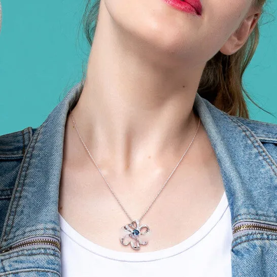 JMS always Necklaces Original AMOUR 2 14 CT TGW London Blue Topaz and White Topaz Flower Pendant with Chain In Sterling Silver JMS always Necklaces Original AMOUR 2 14 CT TGW London Blue Topaz and White Topaz Flower Pendant with Chain In Sterling Silver