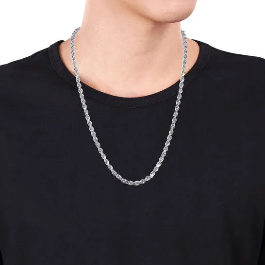 JMS always Necklaces Original AMOUR 24 Inch Rope Chain Necklace In Sterling Silver with Lobster Clasp 5mm JMS always Necklaces Original AMOUR 24 Inch Rope Chain Necklace In Sterling Silver with Lobster Clasp 5mm