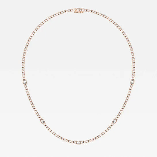 JMS always Necklaces Original Brilliant Diamond 95 cttw 14KT Rose Gold Prong Setting RadiantCut Lab Grown Diamond Tennis Necklace for WomenVS2 JMS always Necklaces Original Brilliant Diamond 95 cttw 14KT Rose Gold Prong Setting RadiantCut Lab Grown Diamond Tennis Necklace for WomenVS2