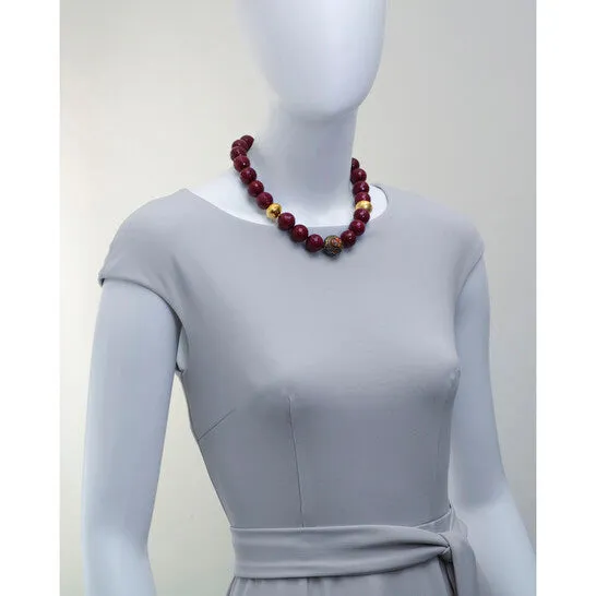 JMS always Necklaces Original Devon Leigh 18k Gold Plated Brass Red Jade Collar Necklace N6474 JMS always Necklaces Original Devon Leigh 18k Gold Plated Brass Red Jade Collar Necklace N6474